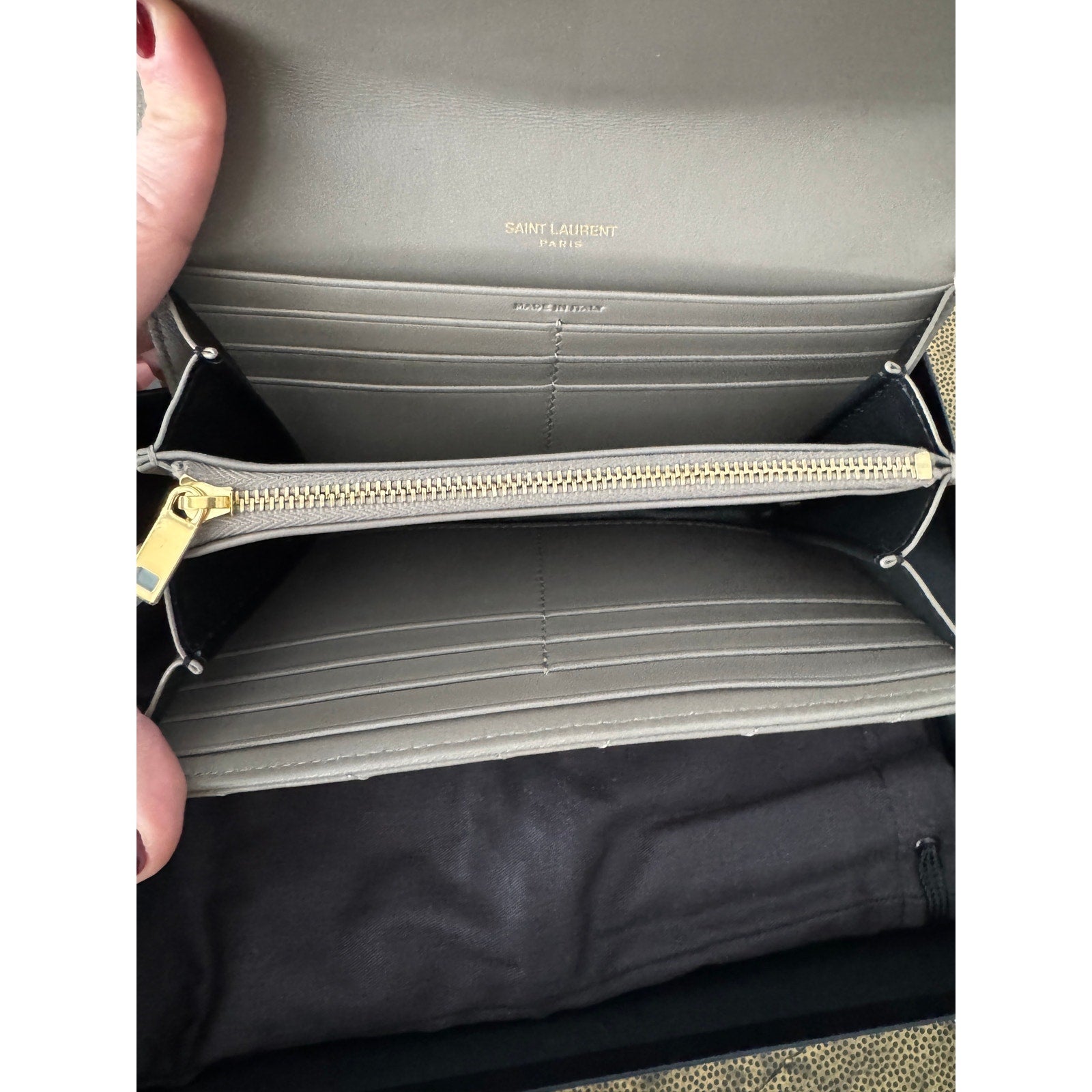 Saint Laurent Cassandra Large Flap Wallet Greyish Brown – Quilted Leather BNIB