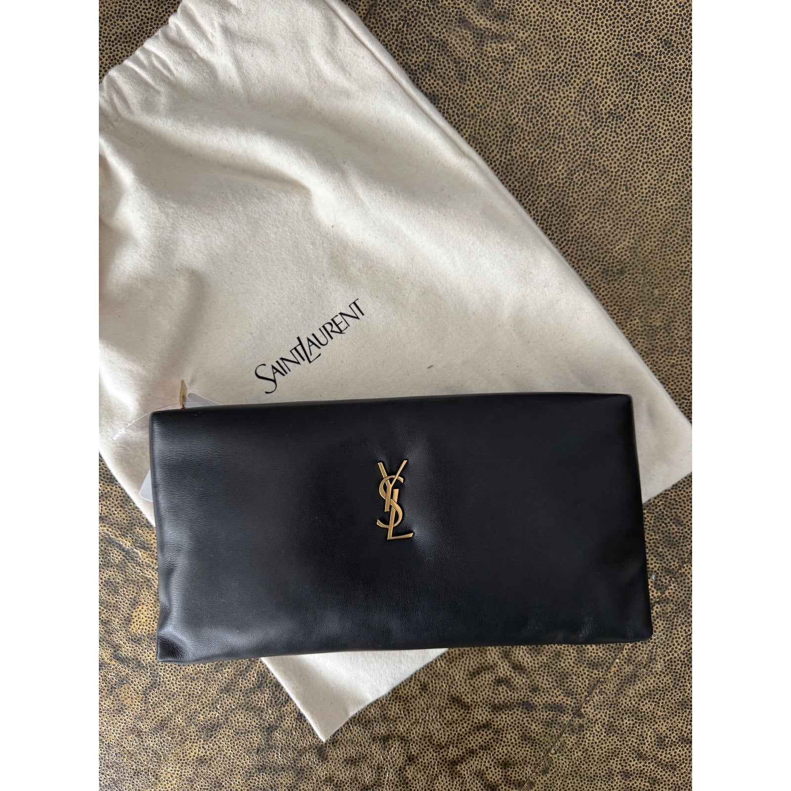 Saint Laurent Calypso Black Leather Pouch – New with Tags, Dust Bag