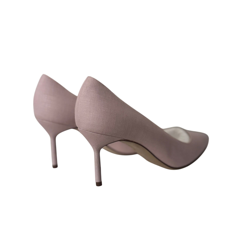 Manolo Blahnik 70mm Light Pink Linen BB Pumps Size 37 BNIB