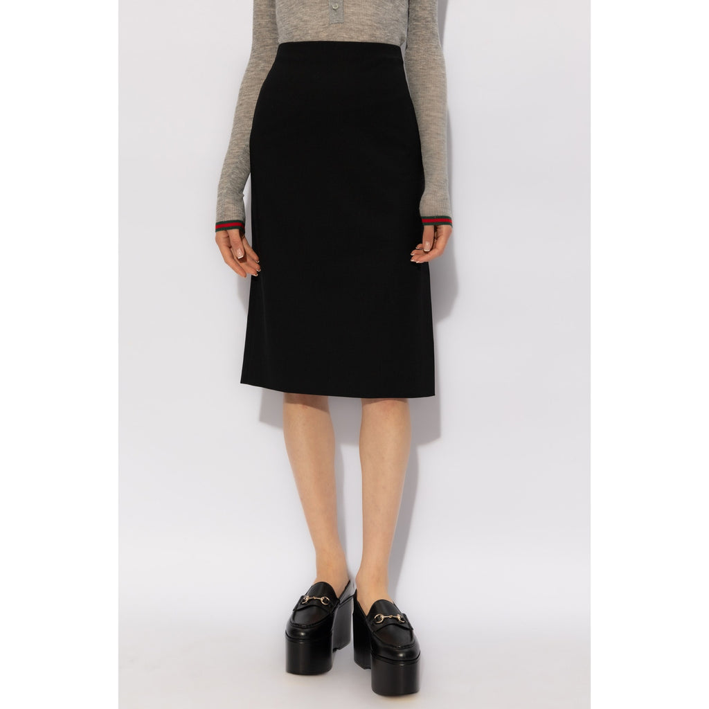 Gucci Black Wool Midi Skirt NWT Size IT 36