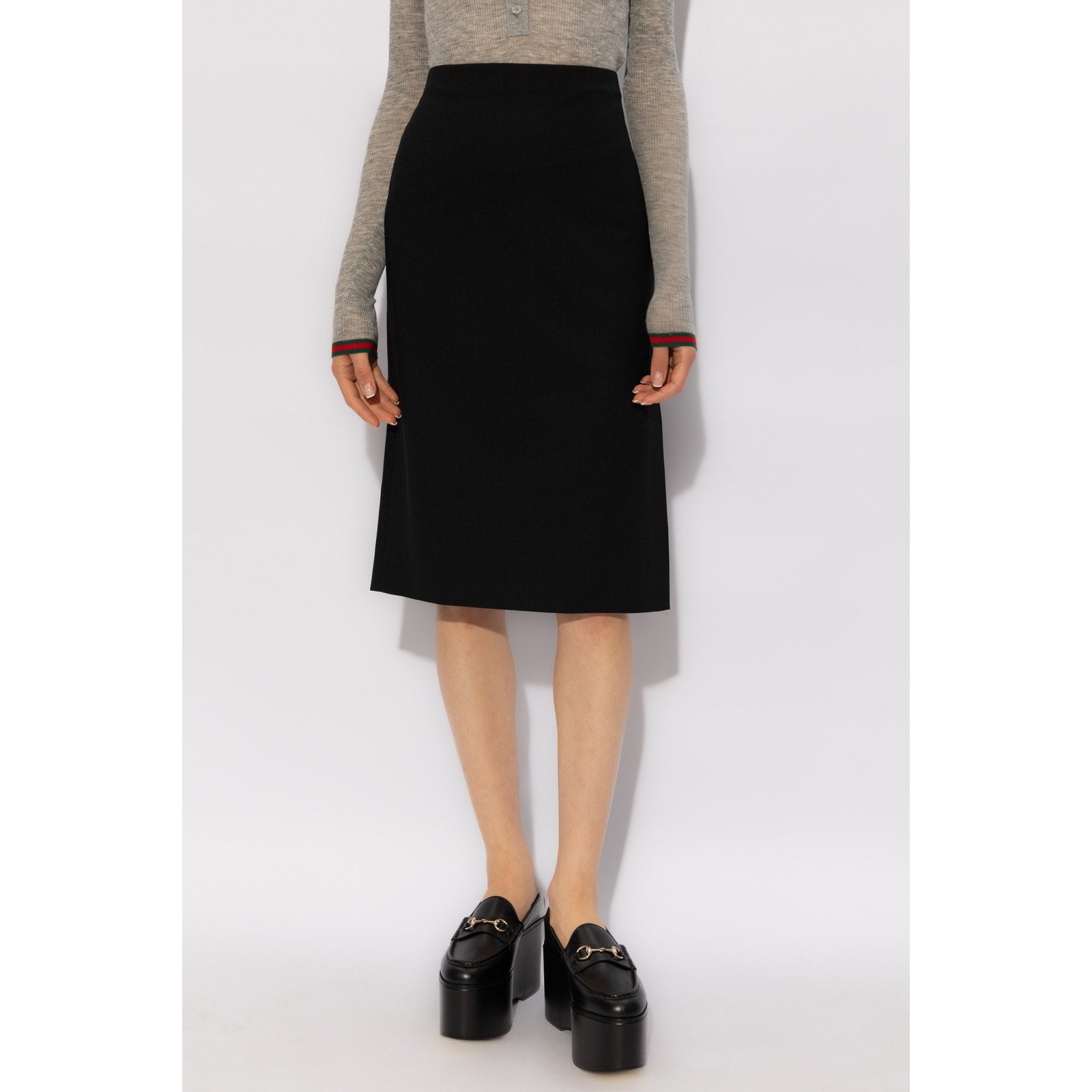 Gucci Black Wool Midi Skirt NWT Size IT 36