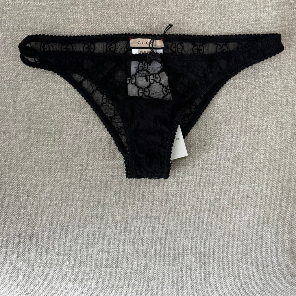 GUCCI SHEER LOGO PANTY BLACK NWT MEDIUM