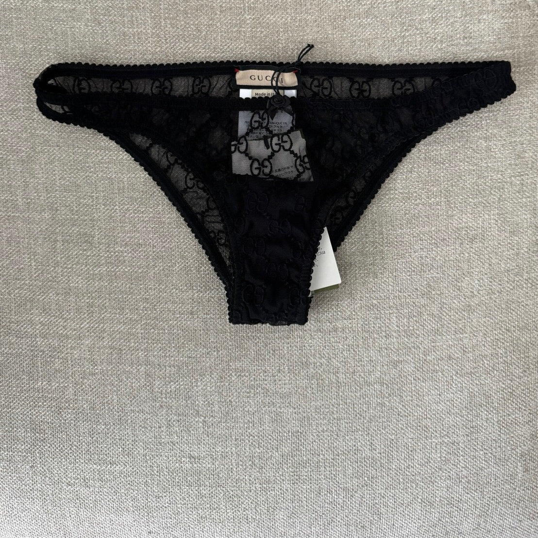 GUCCI SHEER LOGO PANTY BLACK NWT MEDIUM