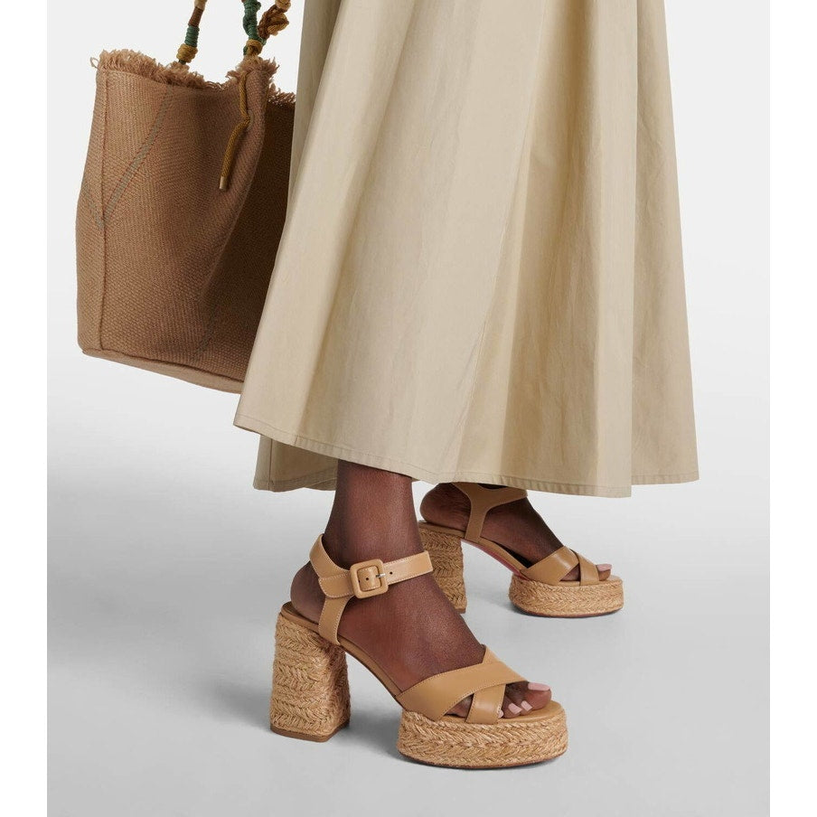 CHRISTIAN LOUBOUTIN 70mm Calakala Leather Sandals Size 40