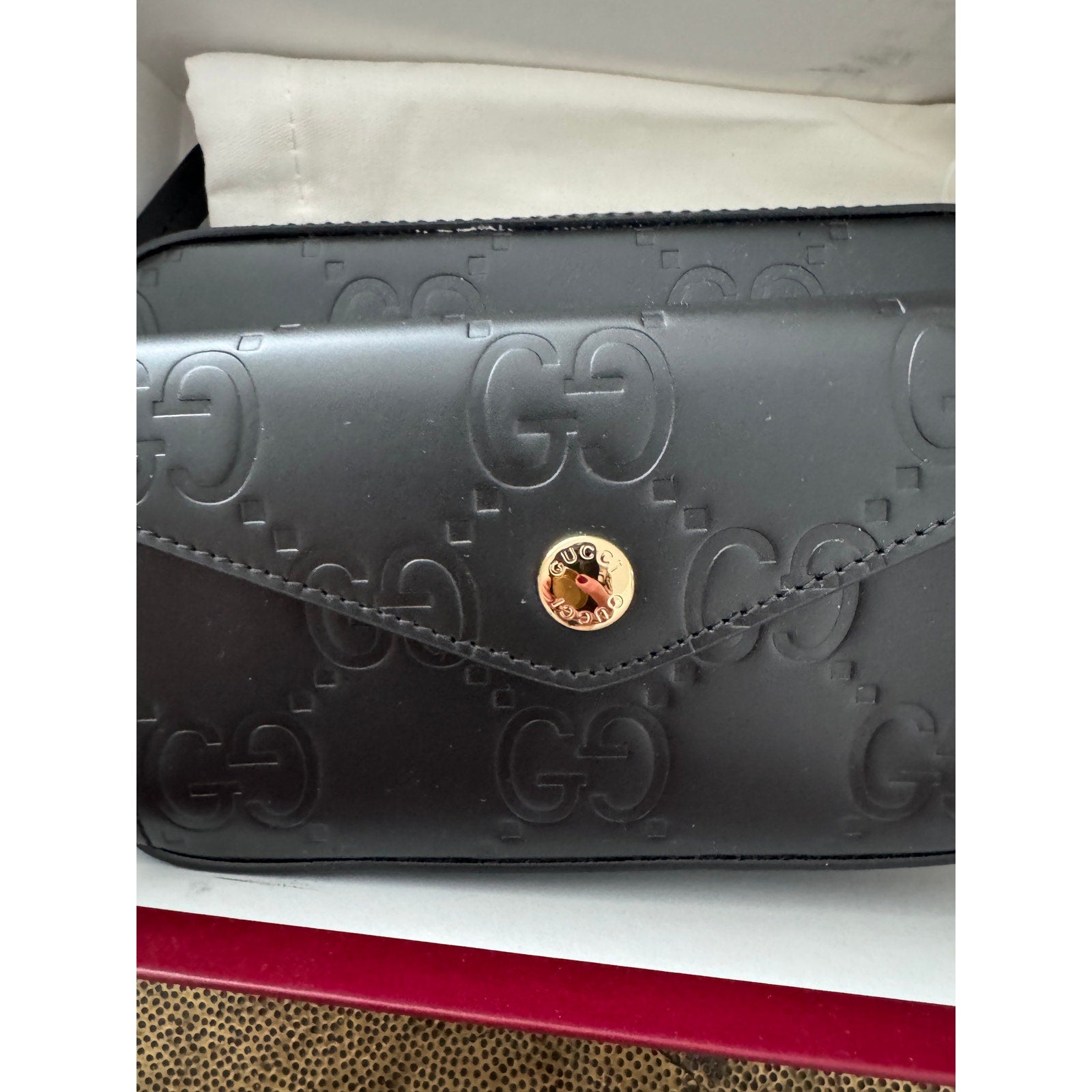 Gucci GG Super Mini Shoulder Bag Black Leather with Chain Strap Brand BNIB