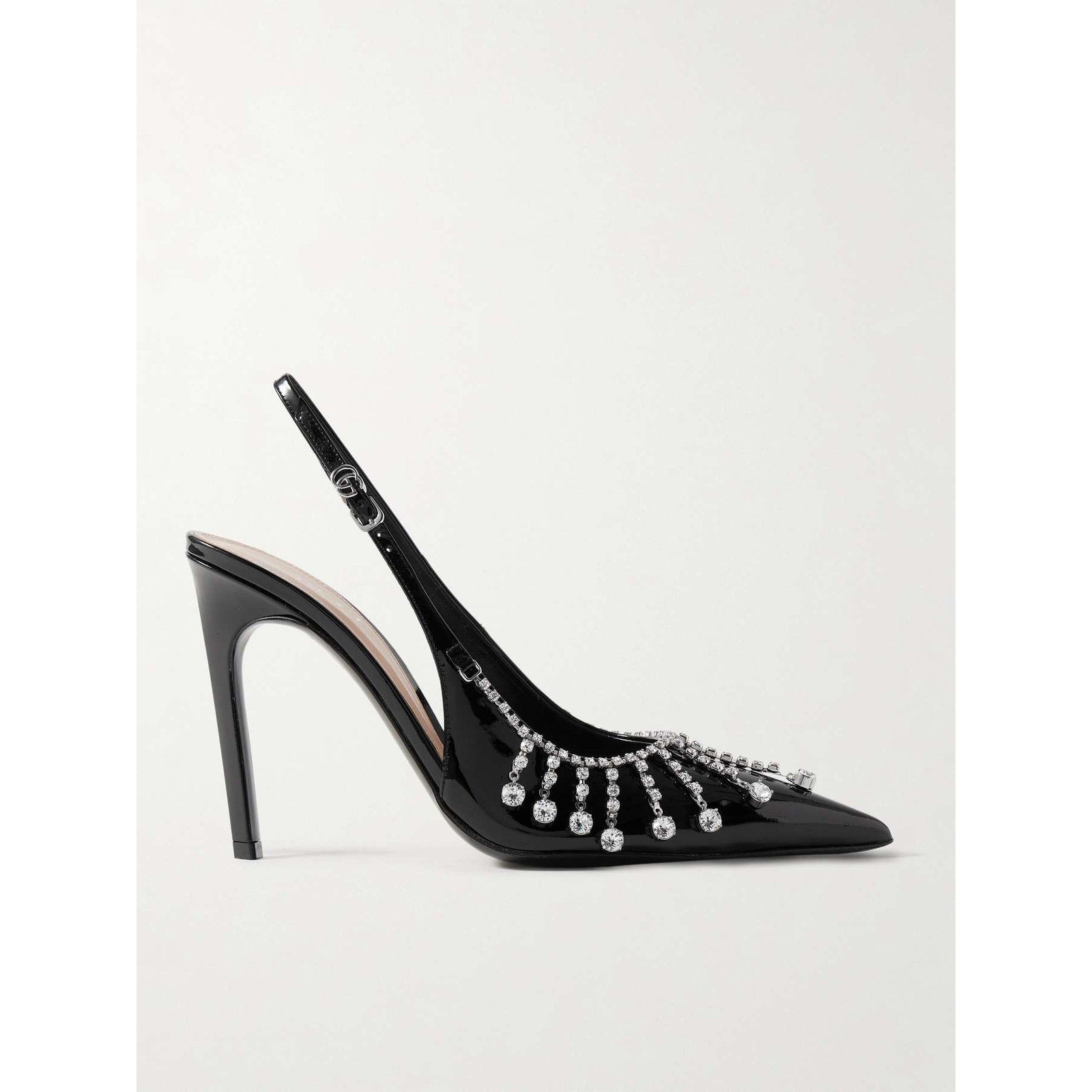 Gucci Guinevere Crystal Leather Slingback Stiletto Pumps NWT 37.5