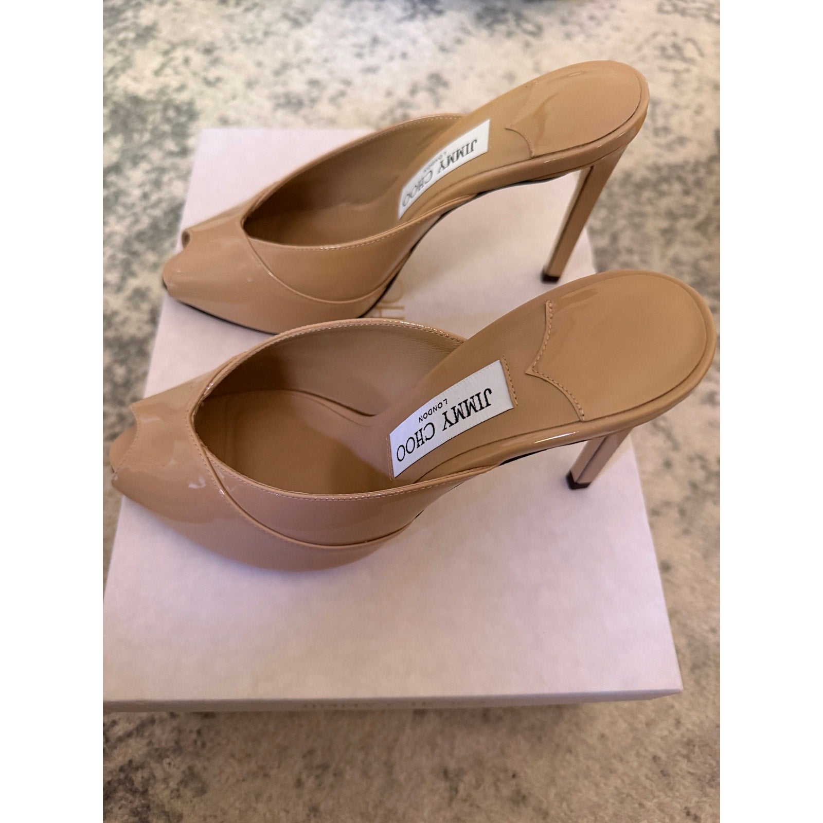 Jimmy Choo Brigitte 100 Patent Leather Mules Black NWT Size 37