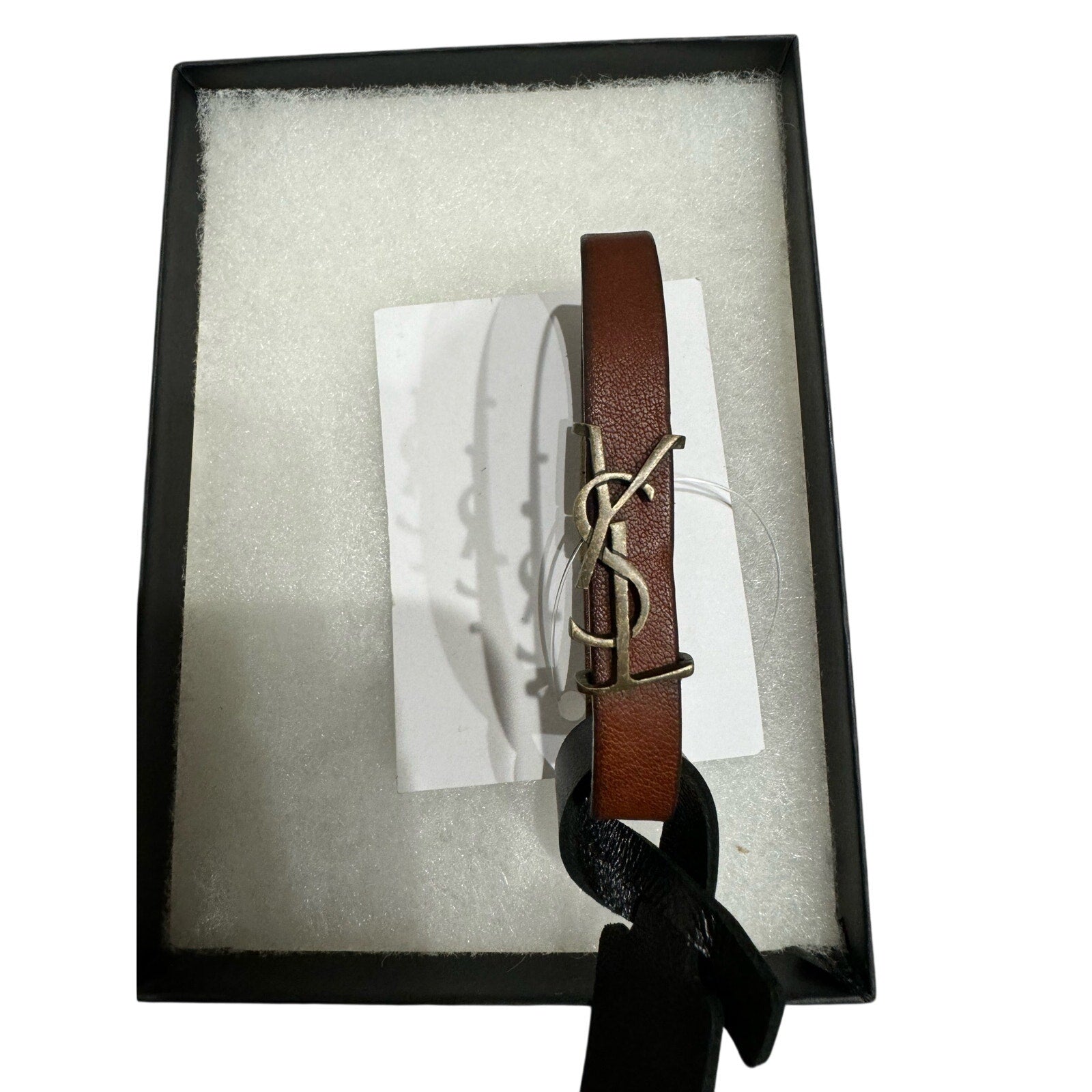 SAINT LAURENT
Cassandre leather and gold-tone bracelet NWT