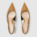 Gucci Signoria Patent Leather Slingback Pumps Beige Size 37 NIB
