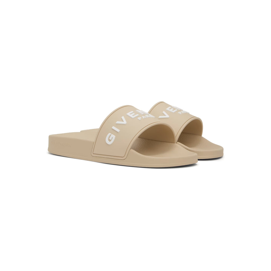 Givenchy Beige Rubber Logo Slides – Brand New - size 35