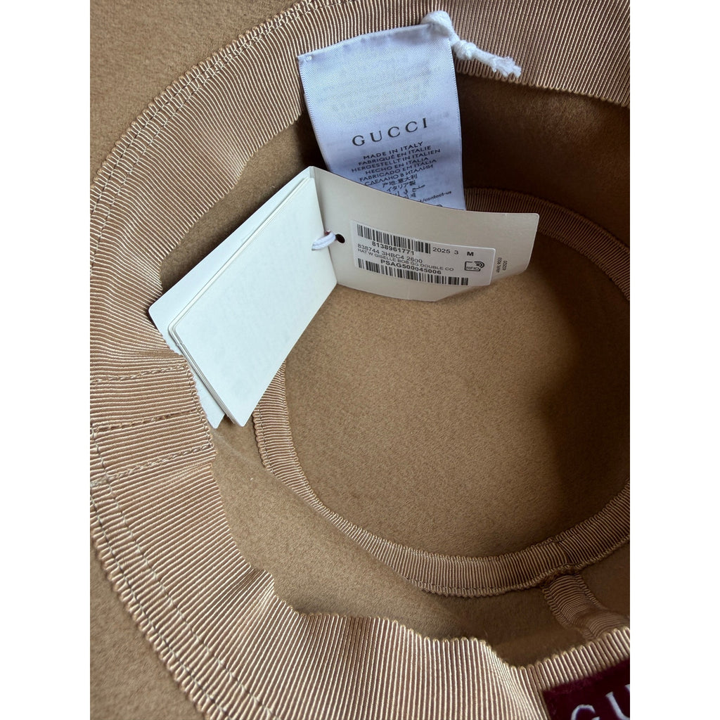 Gucci Monogram GG Wool Bucket Hat Beige Brown Double G Size Large L $795