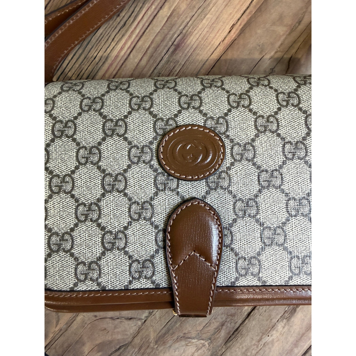 Gucci Mini Interlocking G GG Supreme Canvas Crossbody Bag Brown NWT