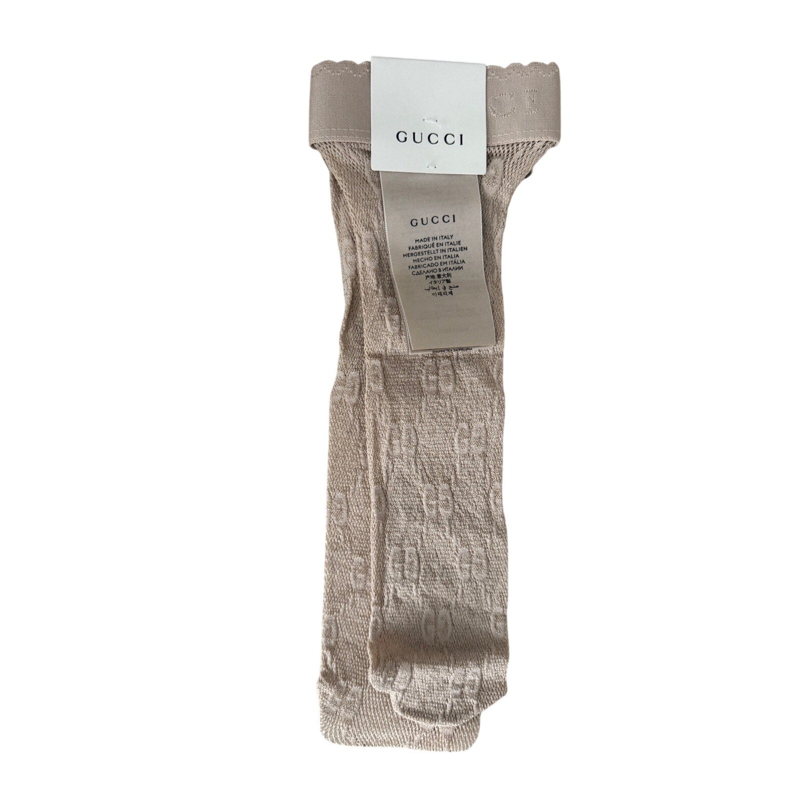 Gucci GG Logo Net Ankle Socks Lit Lux GG Champagne NWT size Medium