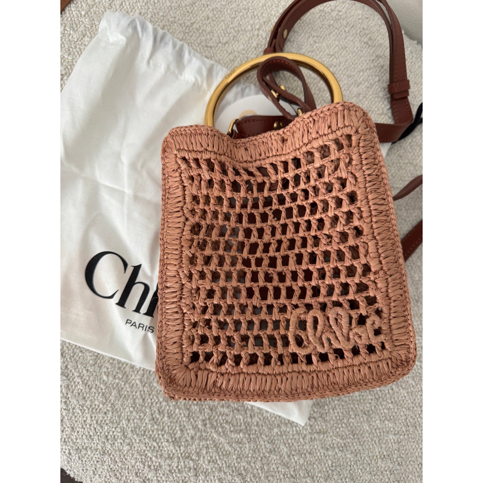 CHLOÉ Summer Banana Mini raffia crossbody bag NWT
