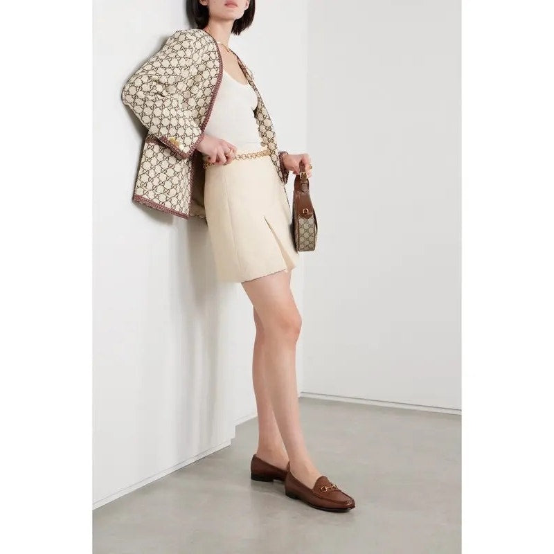 Gucci Chain Embellished Bouclé Mini Skirt White IT 36 NWT