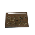 Christian Louboutin Loubisky Kios Card Case Biscotti Calfskin Leather Studs NWT