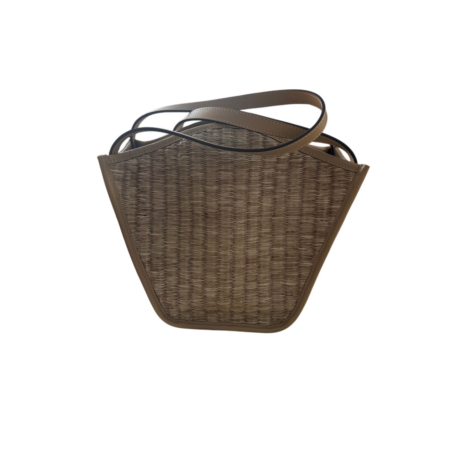 Cult Gaia Small Sadie Raffia Tote Bag with Leather Trim Retail $448 NWT