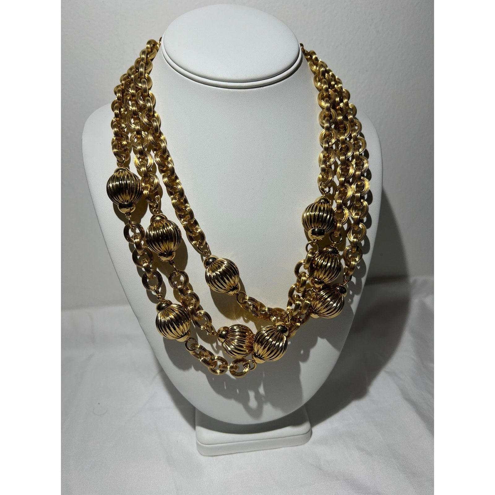 Vintage Givenchy Textured Station Multi-Strand Necklace
