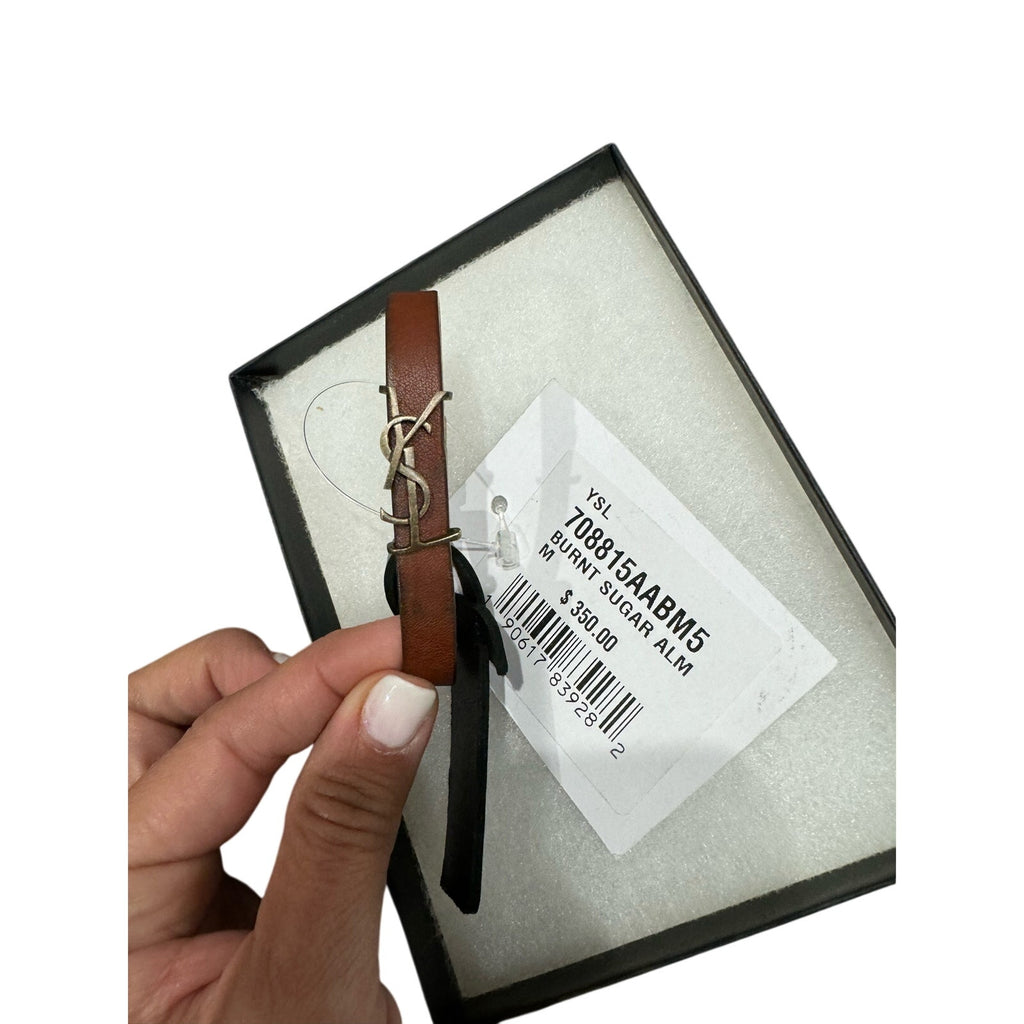 SAINT LAURENT
Cassandre leather and gold-tone bracelet NWT