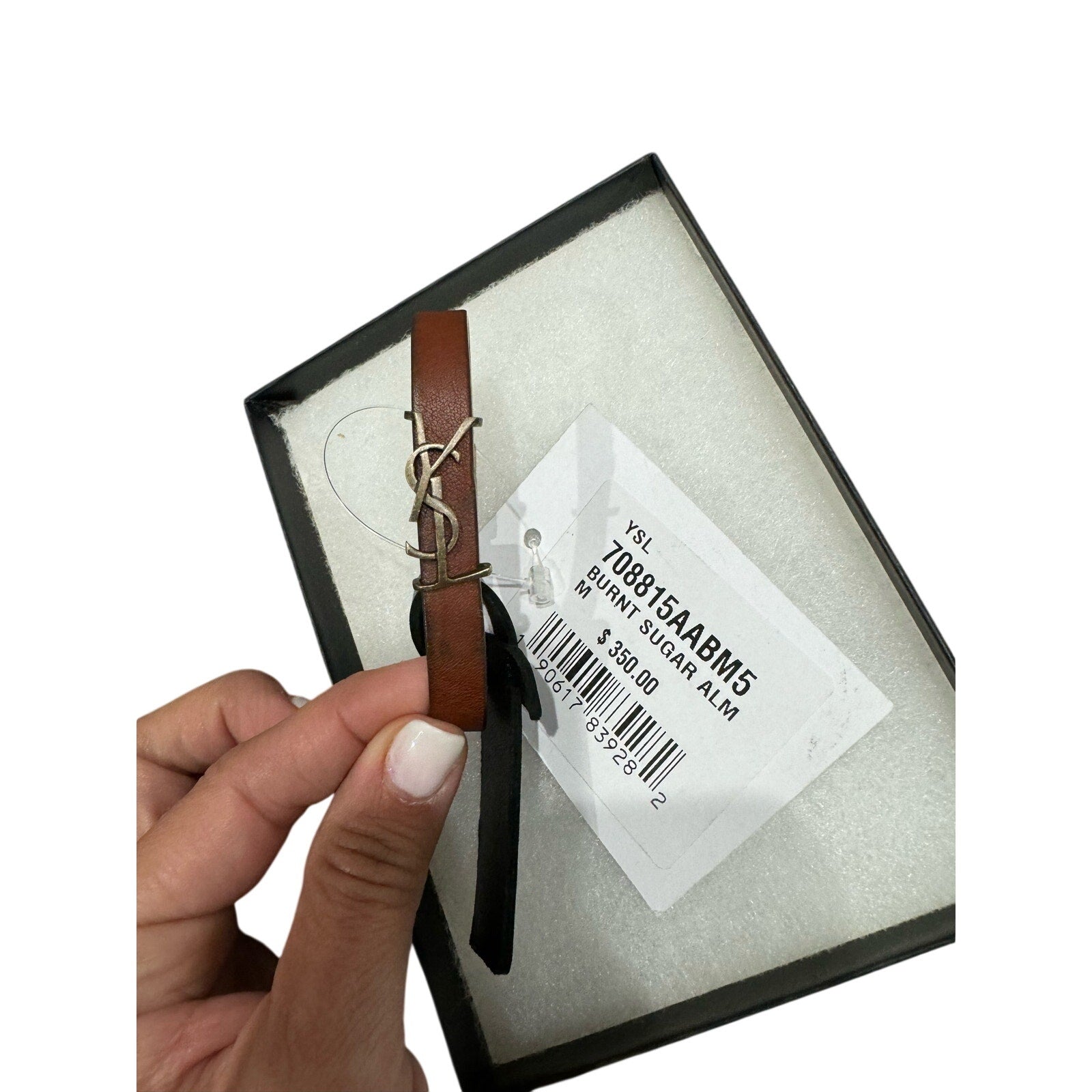 SAINT LAURENT
Cassandre leather and gold-tone bracelet NWT