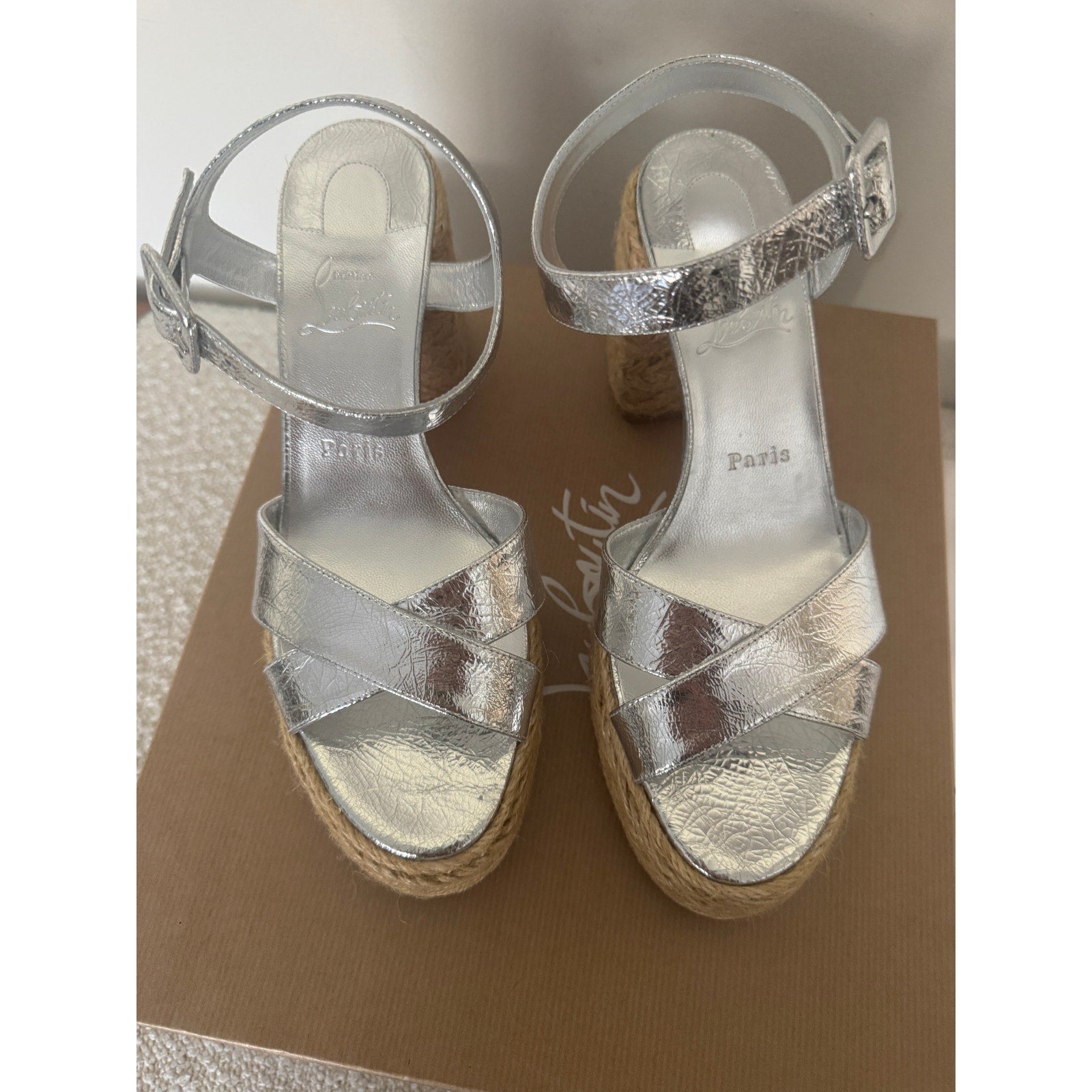 CHRISTIAN LOUBOUTIN Calakala 85 metallic leather espadrille sandals BNIB 39