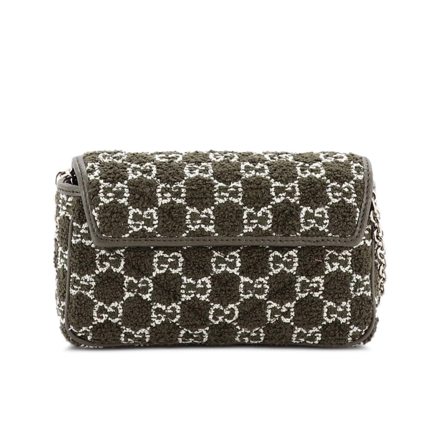 Gucci GG Marmont Bouclé Tweed Mini Flap Shoulder Bag Green Brand New in box