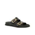 Fendi Feel Double Strap Buckle Black Leather Slides BNIB 39.5