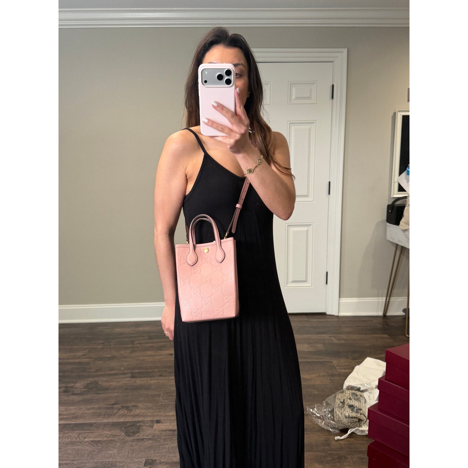Gucci GG Leather Super Mini Shoulder Bag Pink NWT