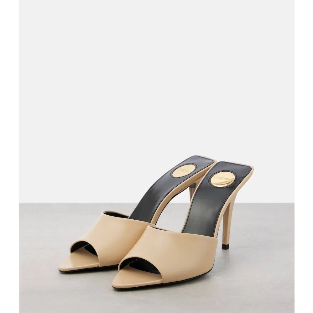 Saint Laurent Romy 90 Leather Mules Tan Leather Pointed Toe Heels Size 37.5 NIB