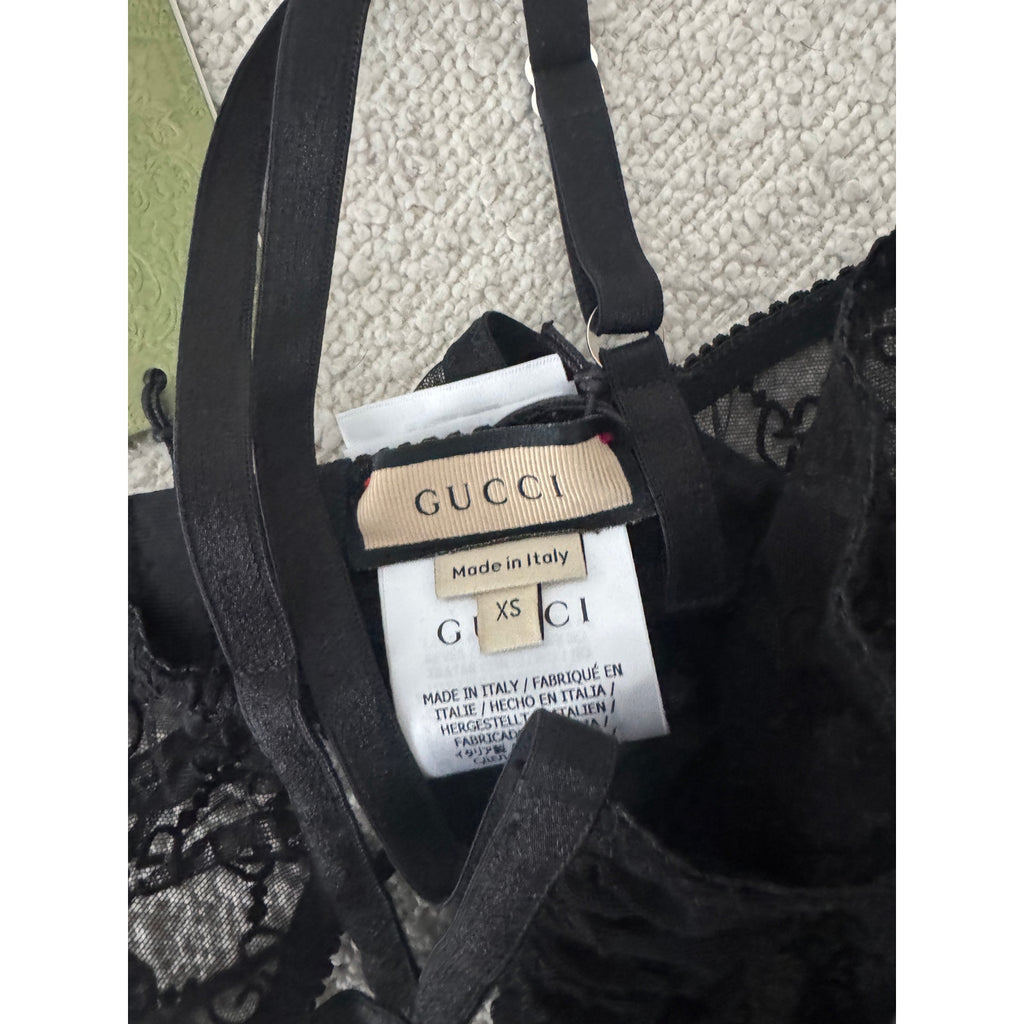 GUCCI Gg Star Tulle Lingerie Set In Black Size XS NWT