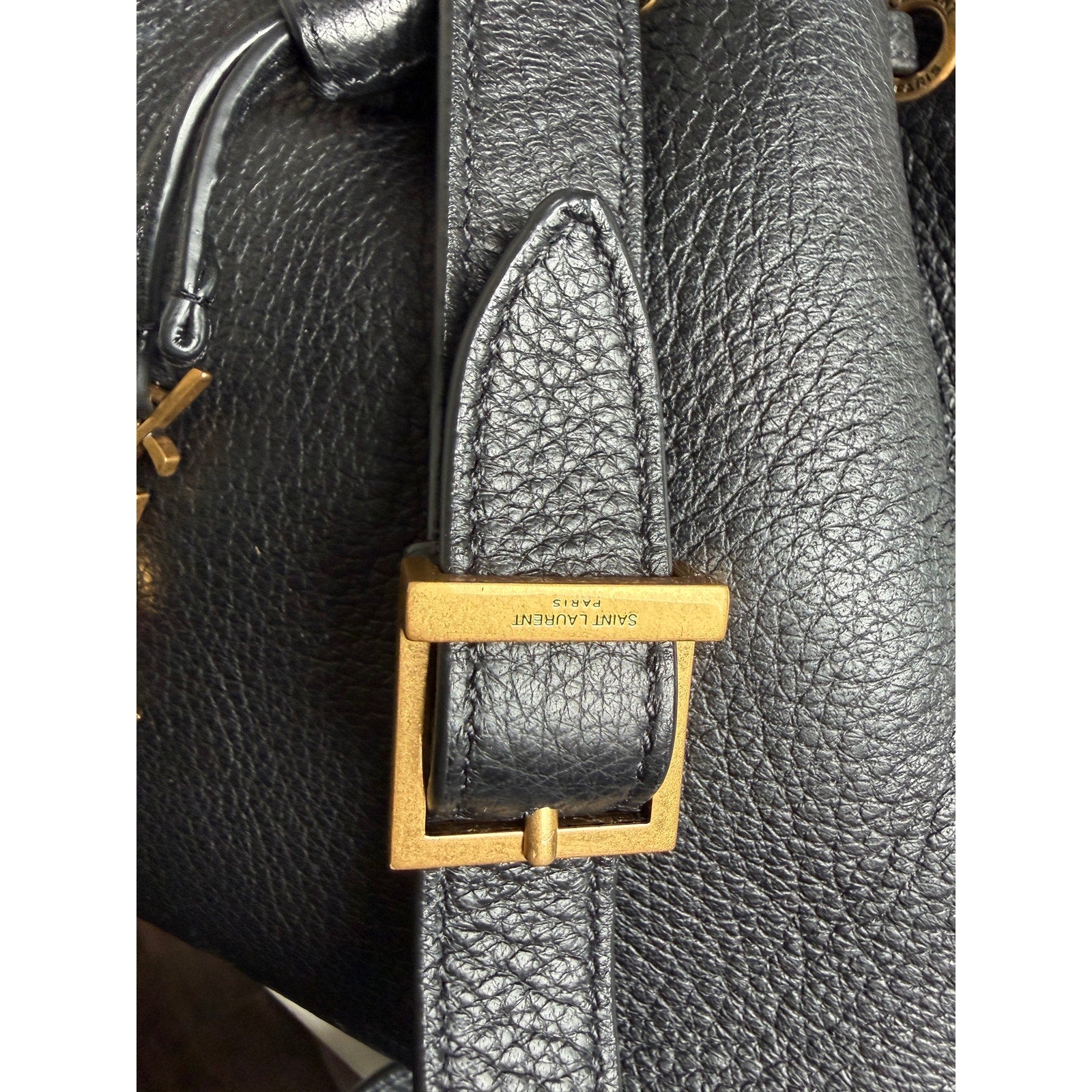 Saint Laurent Mini Paris Vii Black Leather Bag Gold Hardware NWT
