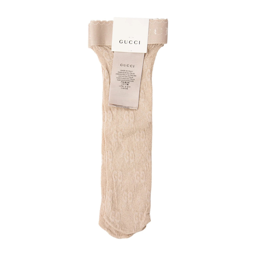 Gucci GG Logo Net Ankle Socks Lit Lux GG Champagne NWT size Medium