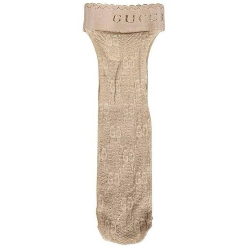 Gucci GG Logo Net Ankle Socks Lit Lux GG Champagne NWT size Medium