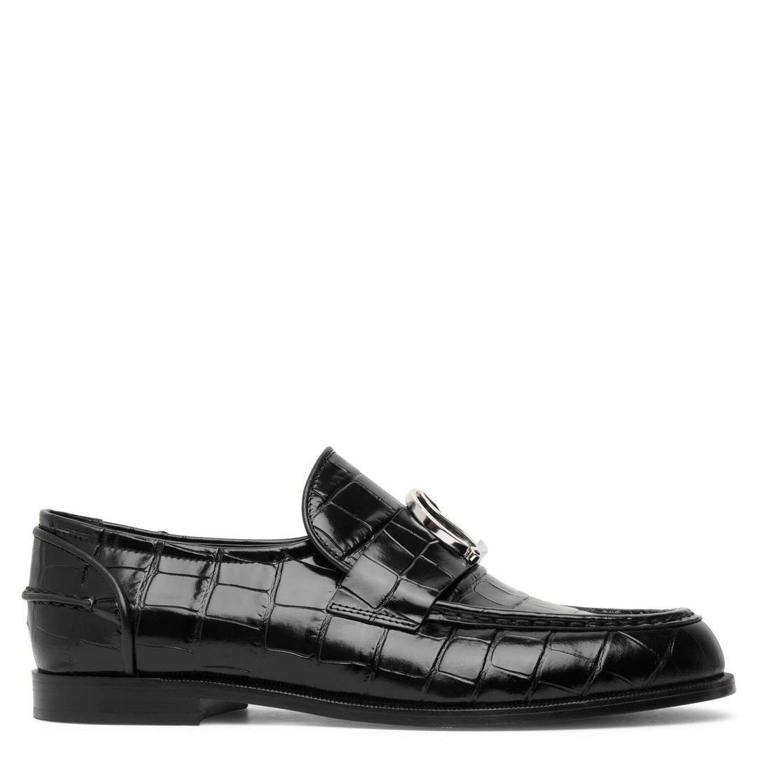CHRISTIAN LOUBOUTIN CL Moc flat embossed black leather loafers size 38 BNIB