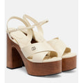 Gucci Platform Sandals White Leather Size 37.5 Brand New in Box