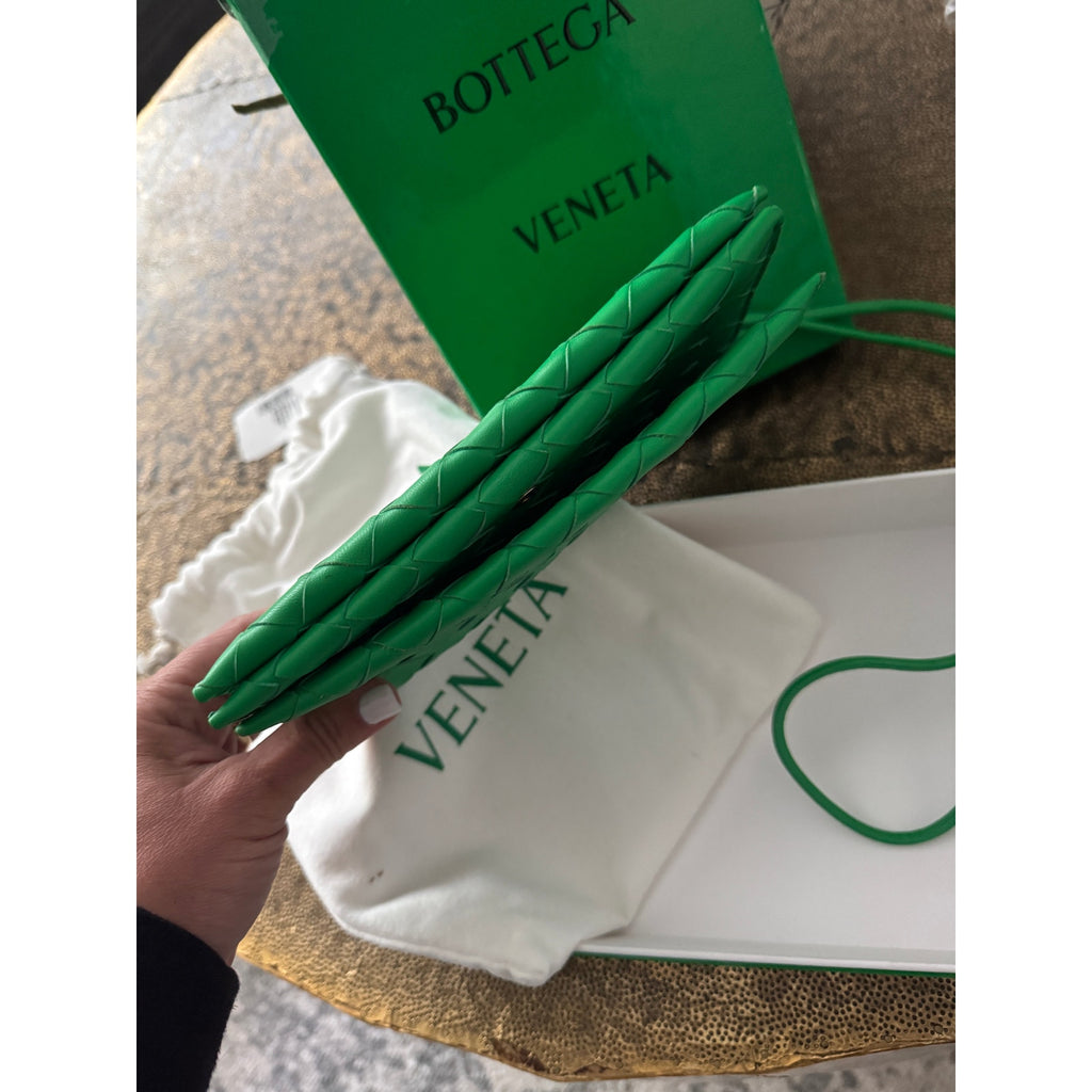 Bottega Veneta Wallet on Strap Parakeet Green & Gold Lambskin Crossbody Bag NWT
