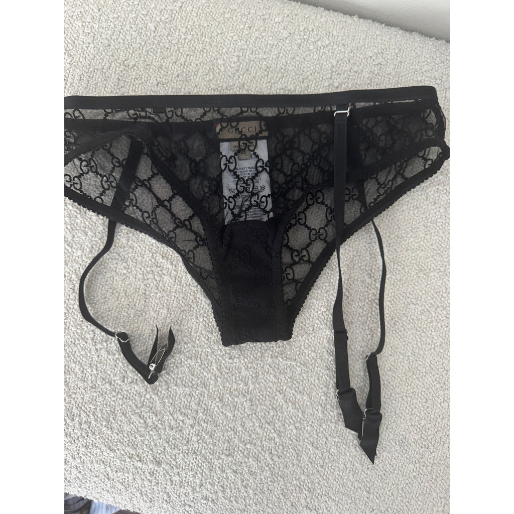 GUCCI Gg Star Tulle Lingerie Set In Black Size XS NWT