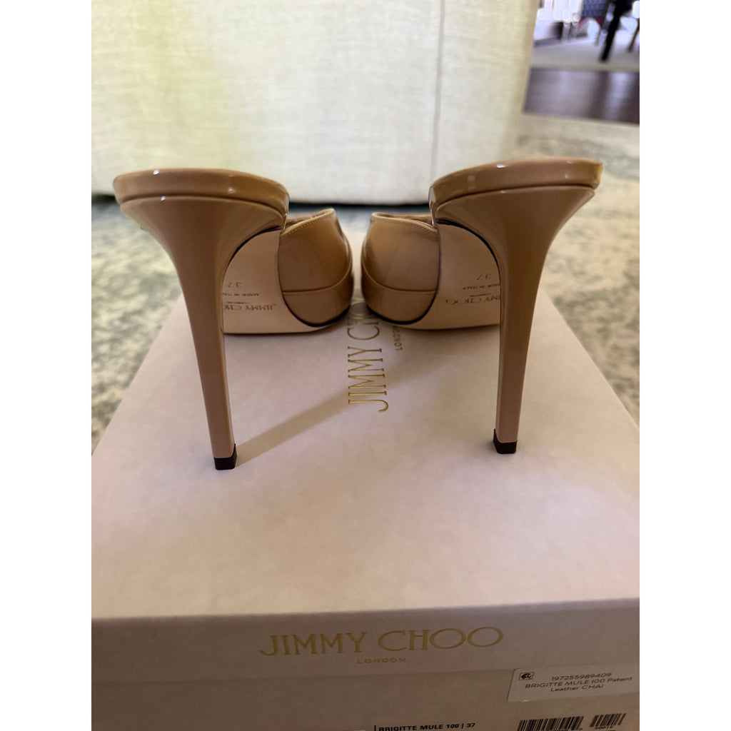 Jimmy Choo Brigitte 100 Patent Leather Mules Black NWT Size 37