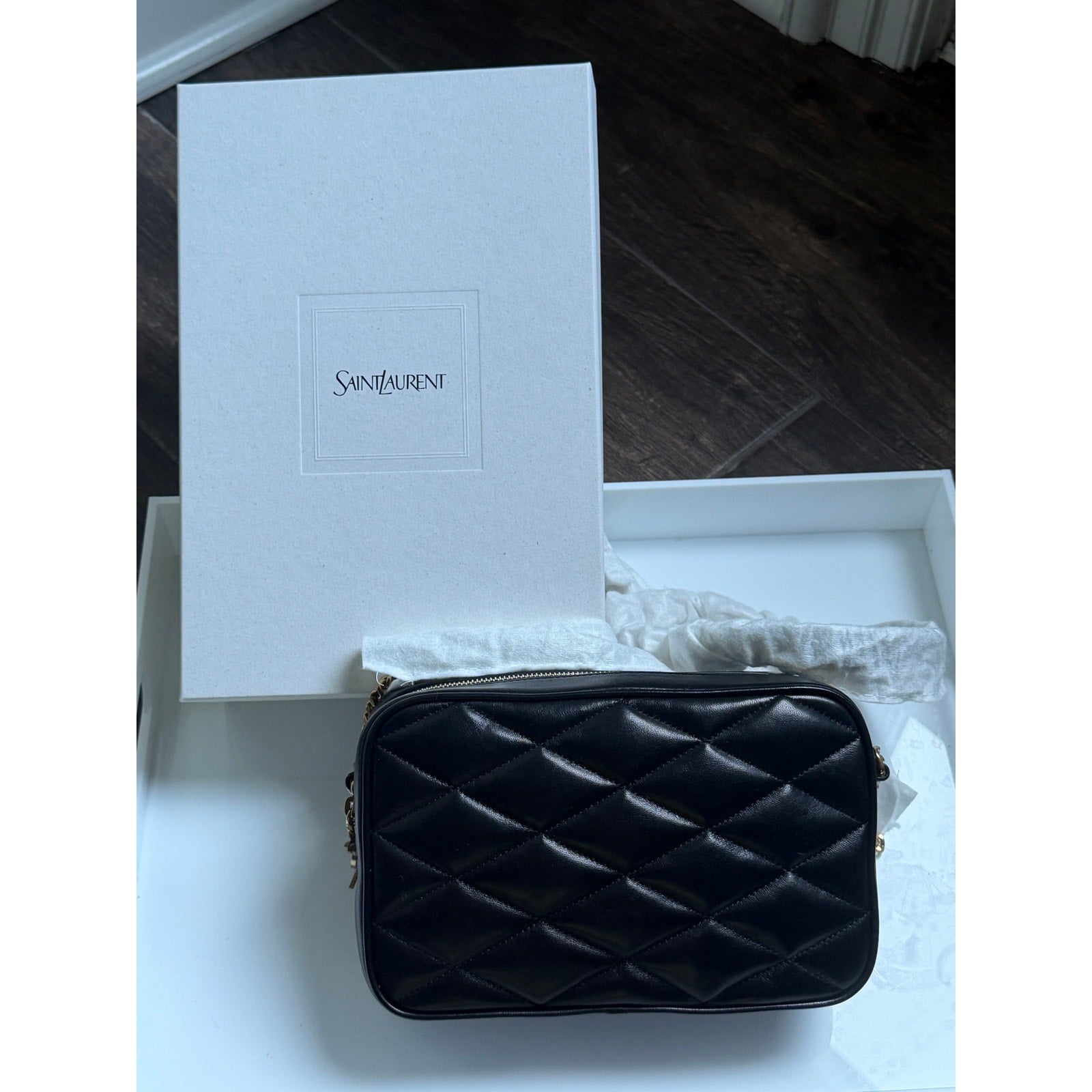 Saint Laurent Gaby Black Quilted Leather Camera Crossbody Bag BNIB