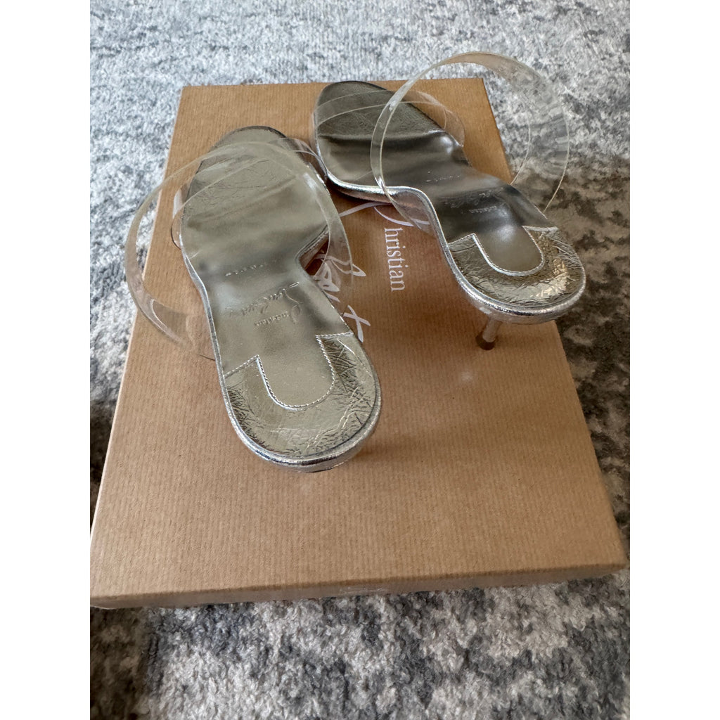 CHRISTIAN LOUBOUTIN Just Nothing 55 silver sandals BNIB 37.5