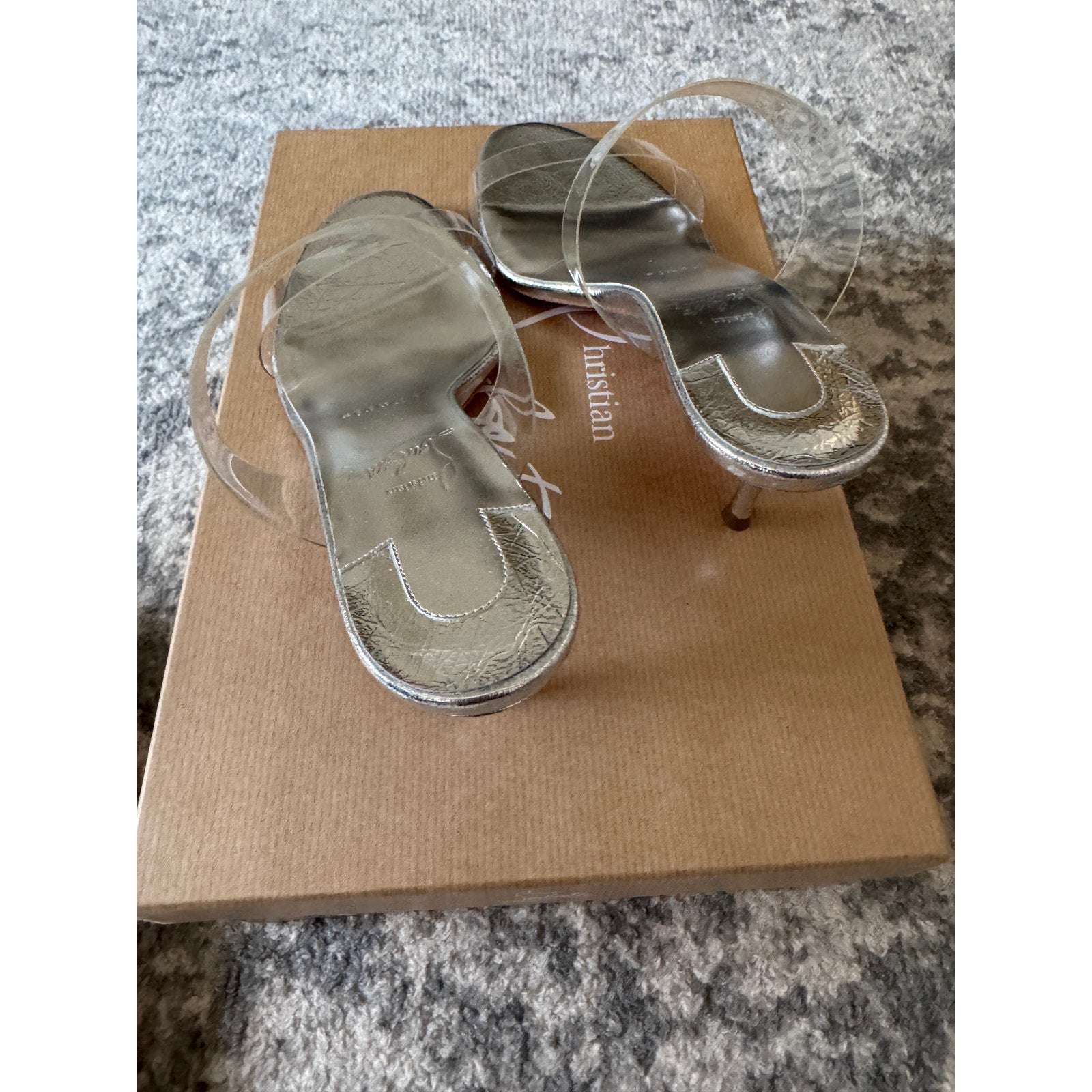 CHRISTIAN LOUBOUTIN Just Nothing 55 silver sandals BNIB 37.5