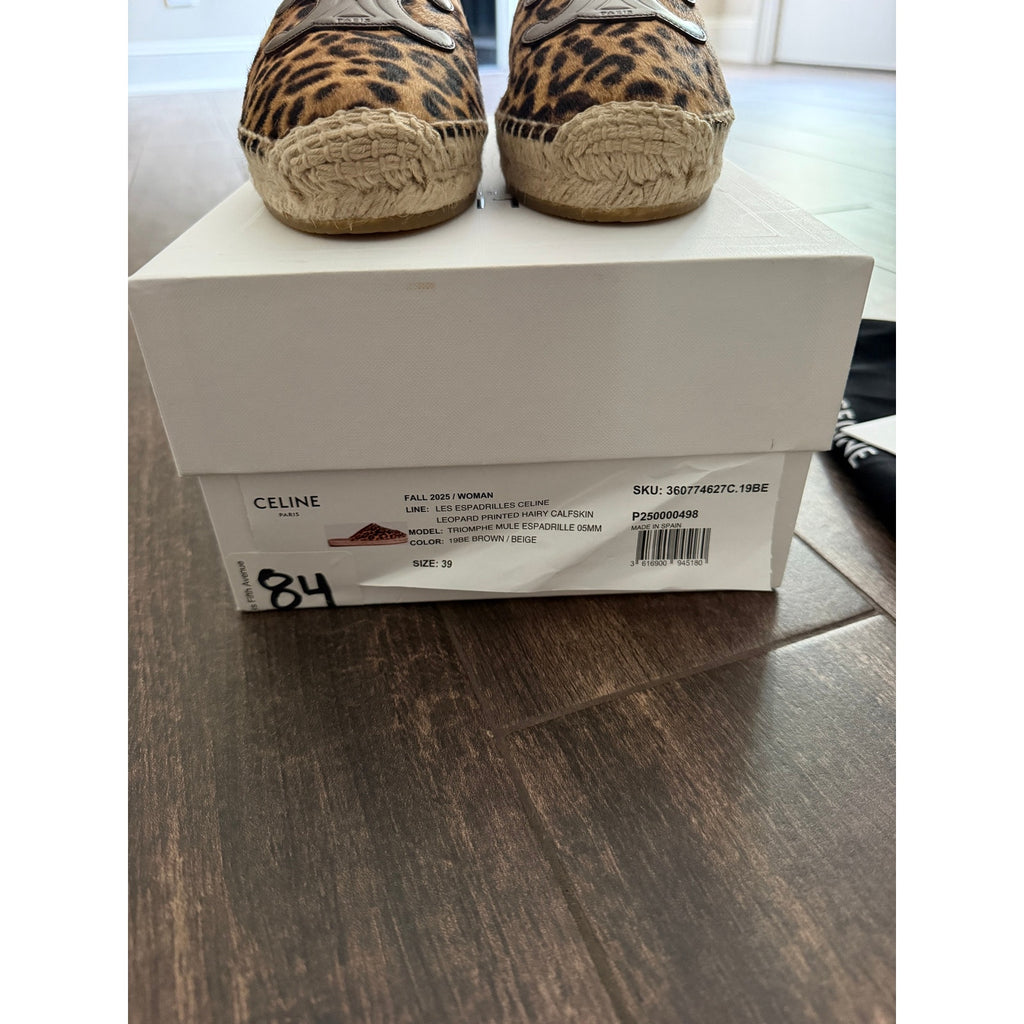 Celine LES ESPADRILLES CELINE MULE IN Leopard Printed Hairy Calfskin Size 39 BNIB