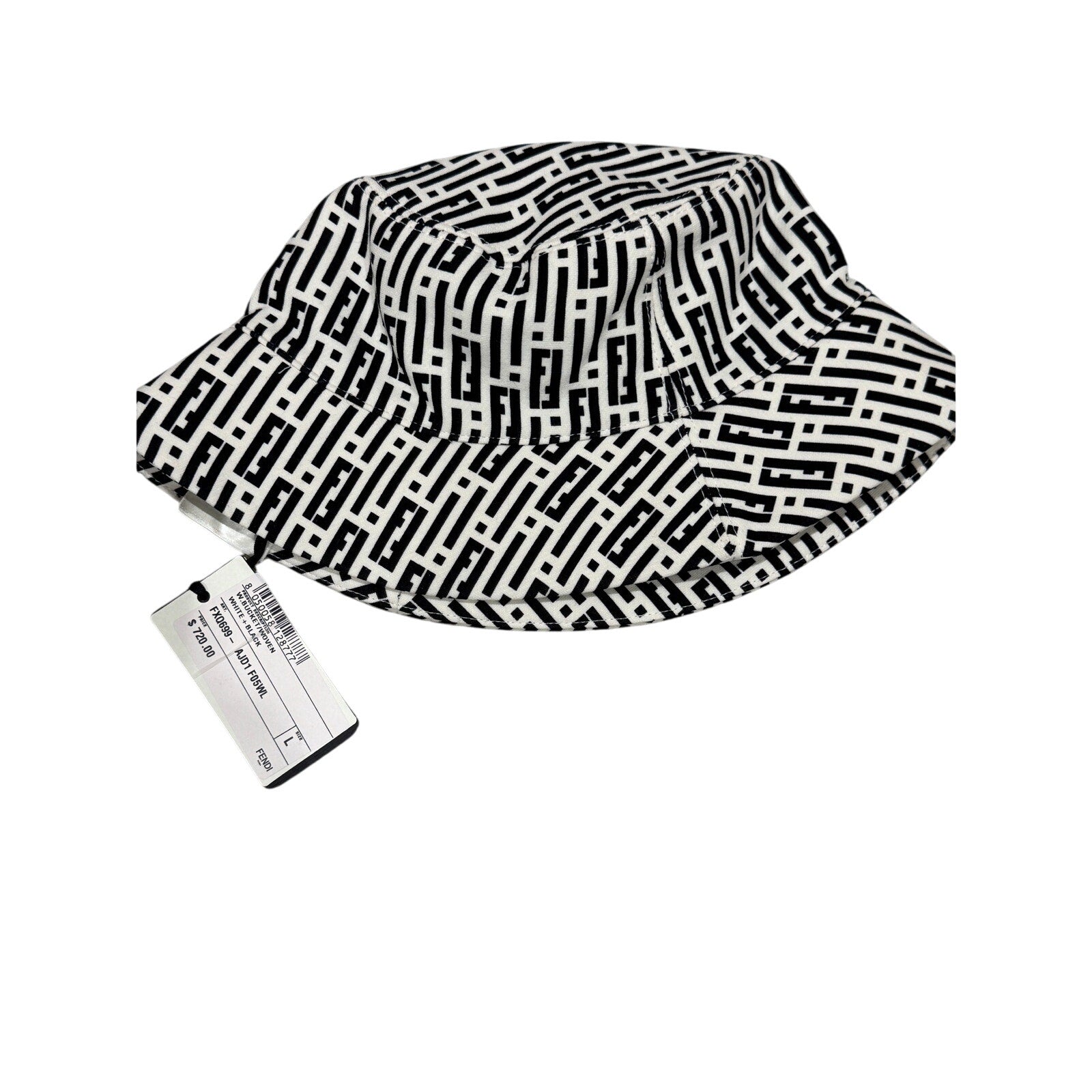 Fendi Black and White Bucket Hat Large New with Tags