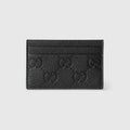 Gucci Imprint Black Embossed GG Grainy Leather Card Case Wallet Brand New