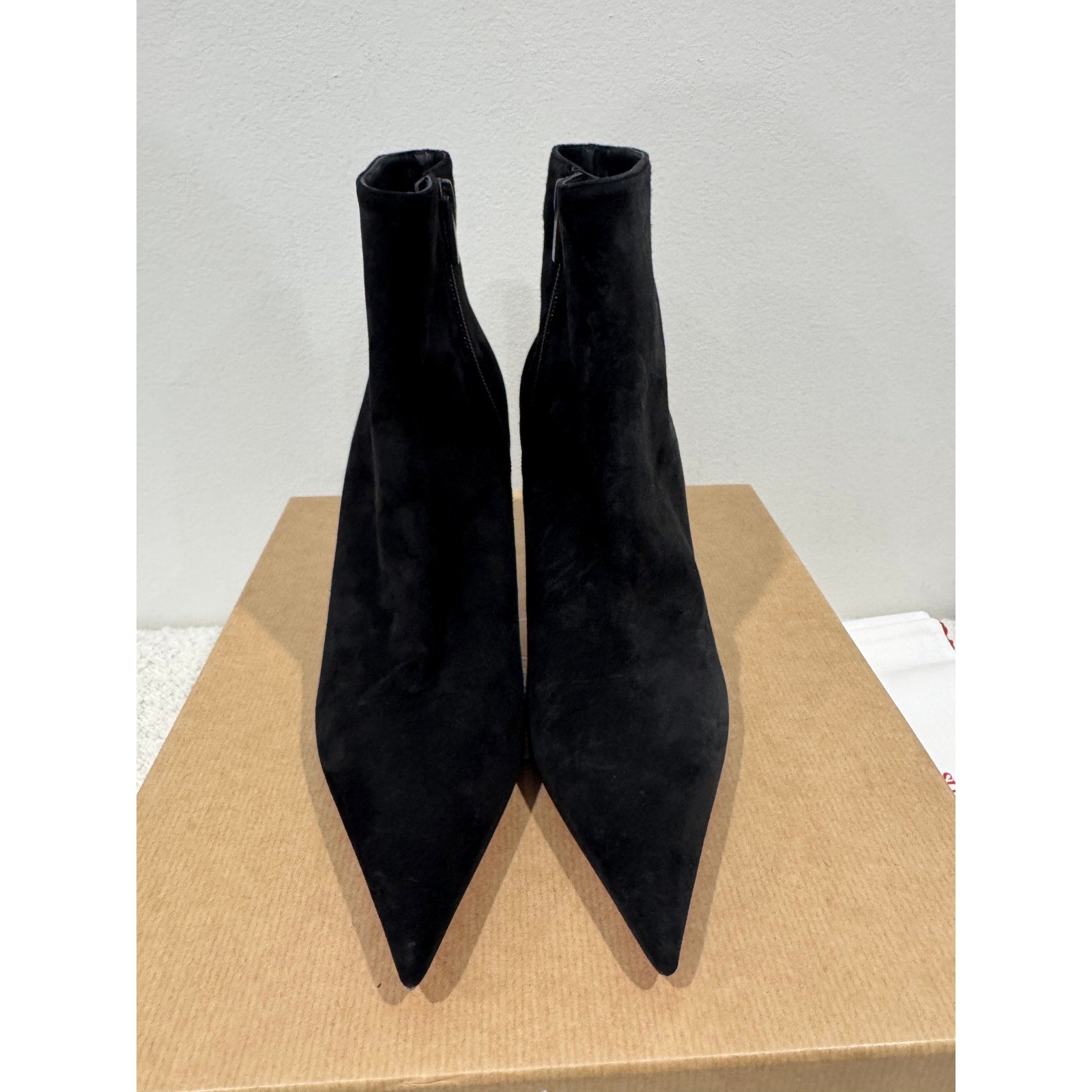 CHRISTIAN LOUBOUTIN So Apostropha Booty 80 Suede Black Ankle Boots 38 BNIB