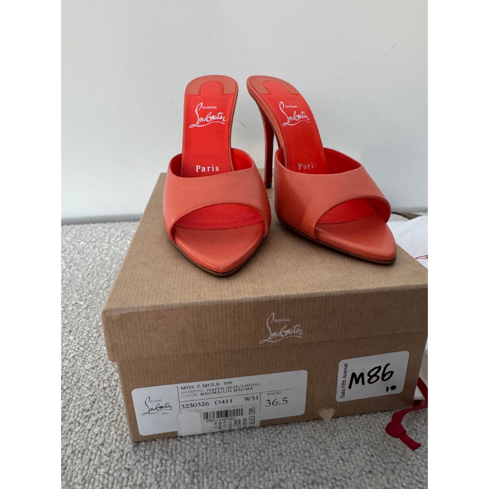 Christian Louboutin
Women’s 100mm Miss Z Leather Mule Sandals SIZE 36.5