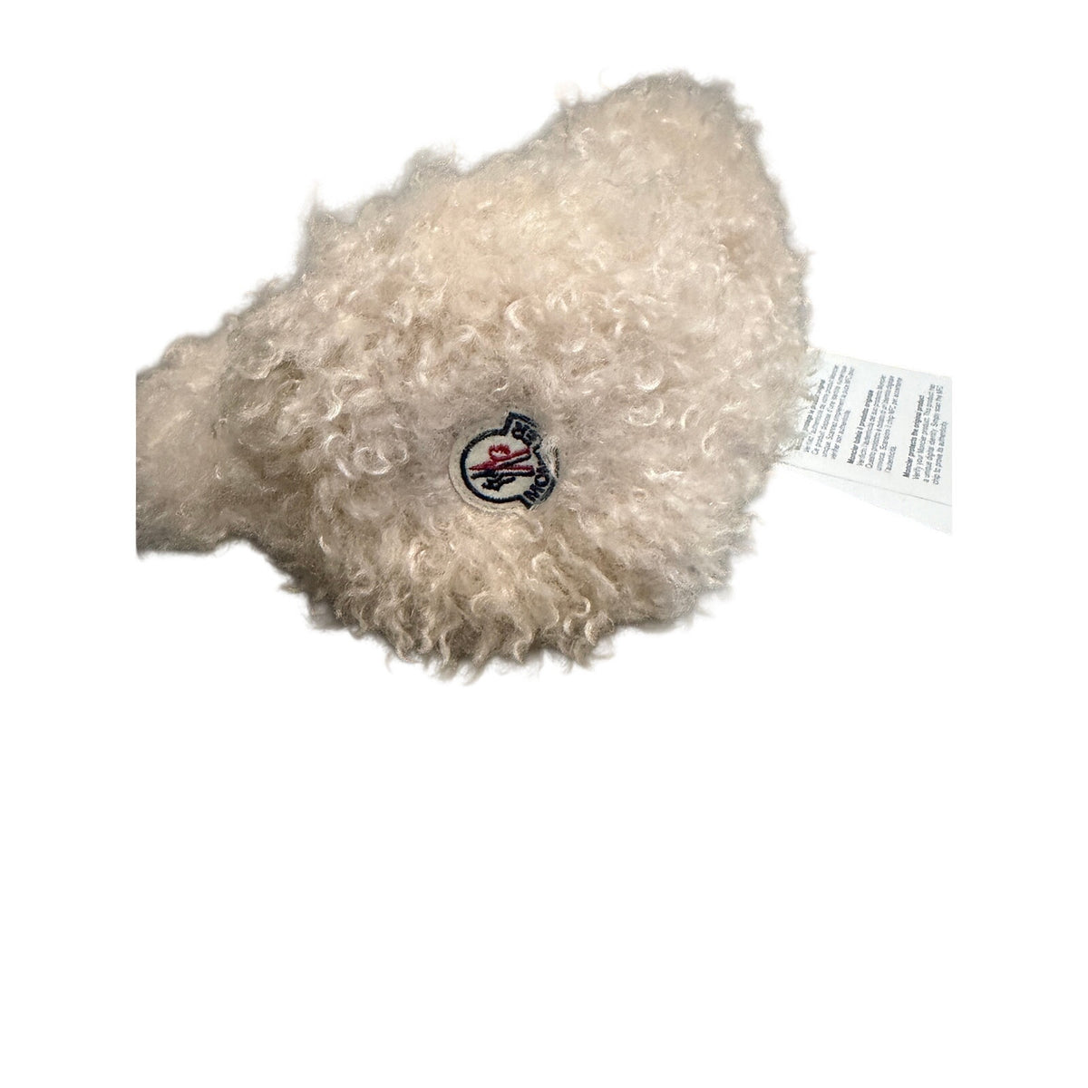 Moncler Fluffy Teddy Earmuffs Light Beige Logo Headband Made in Italy NWT