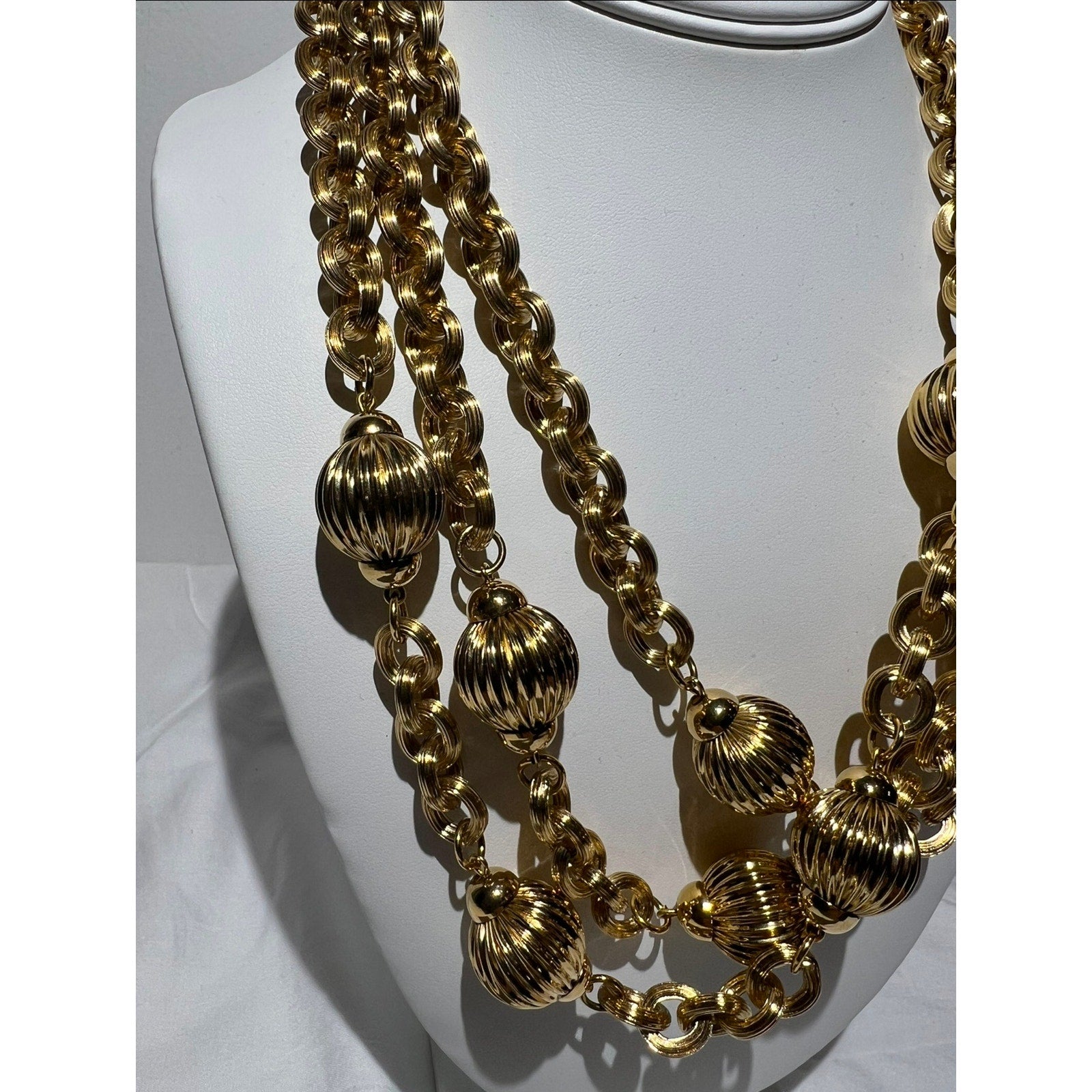 Vintage Givenchy Textured Station Multi-Strand Necklace
