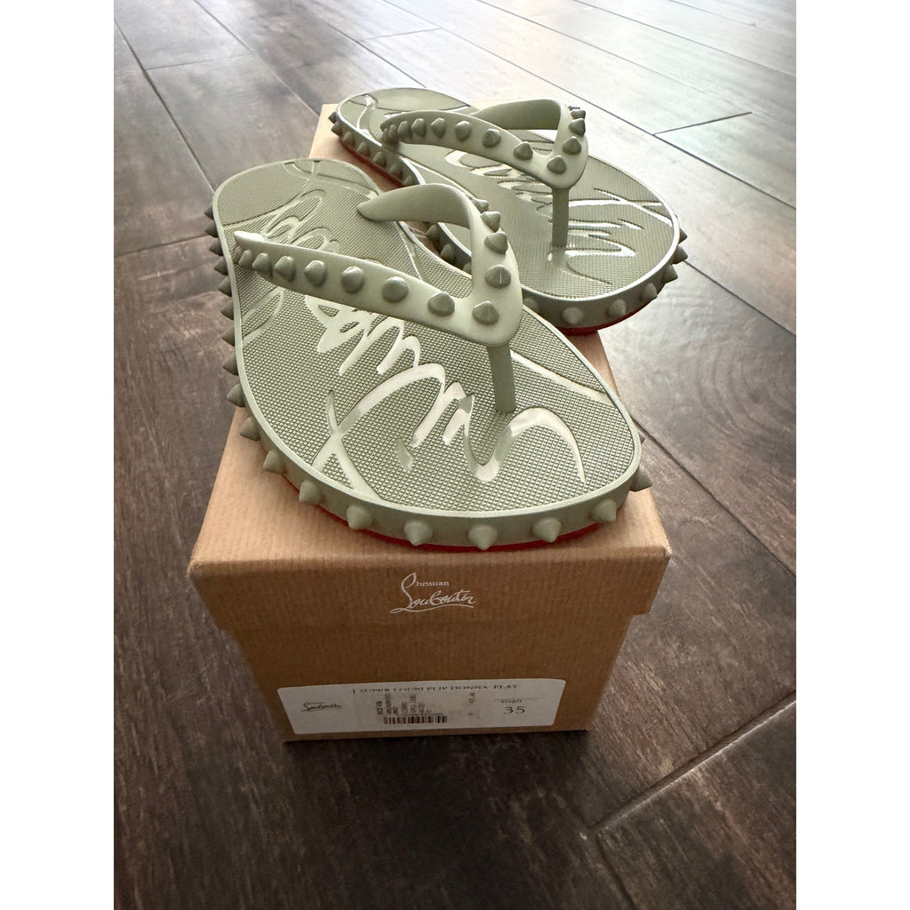 Christian Louboutin Super Loubi Flip Sandals BNIB 35 color is Haiiro