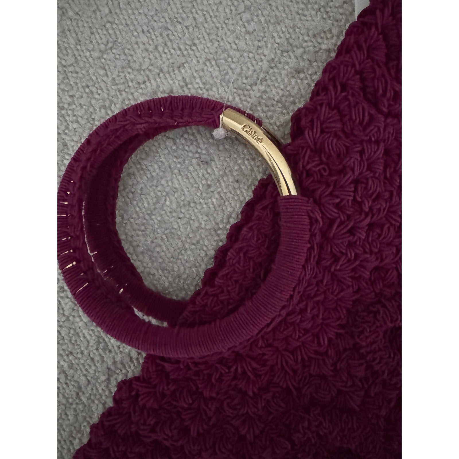 CHLOÉ  Scalloped Crocheted Tote | Bracelet Gold-Tone Handles, Slim Shape - Violet